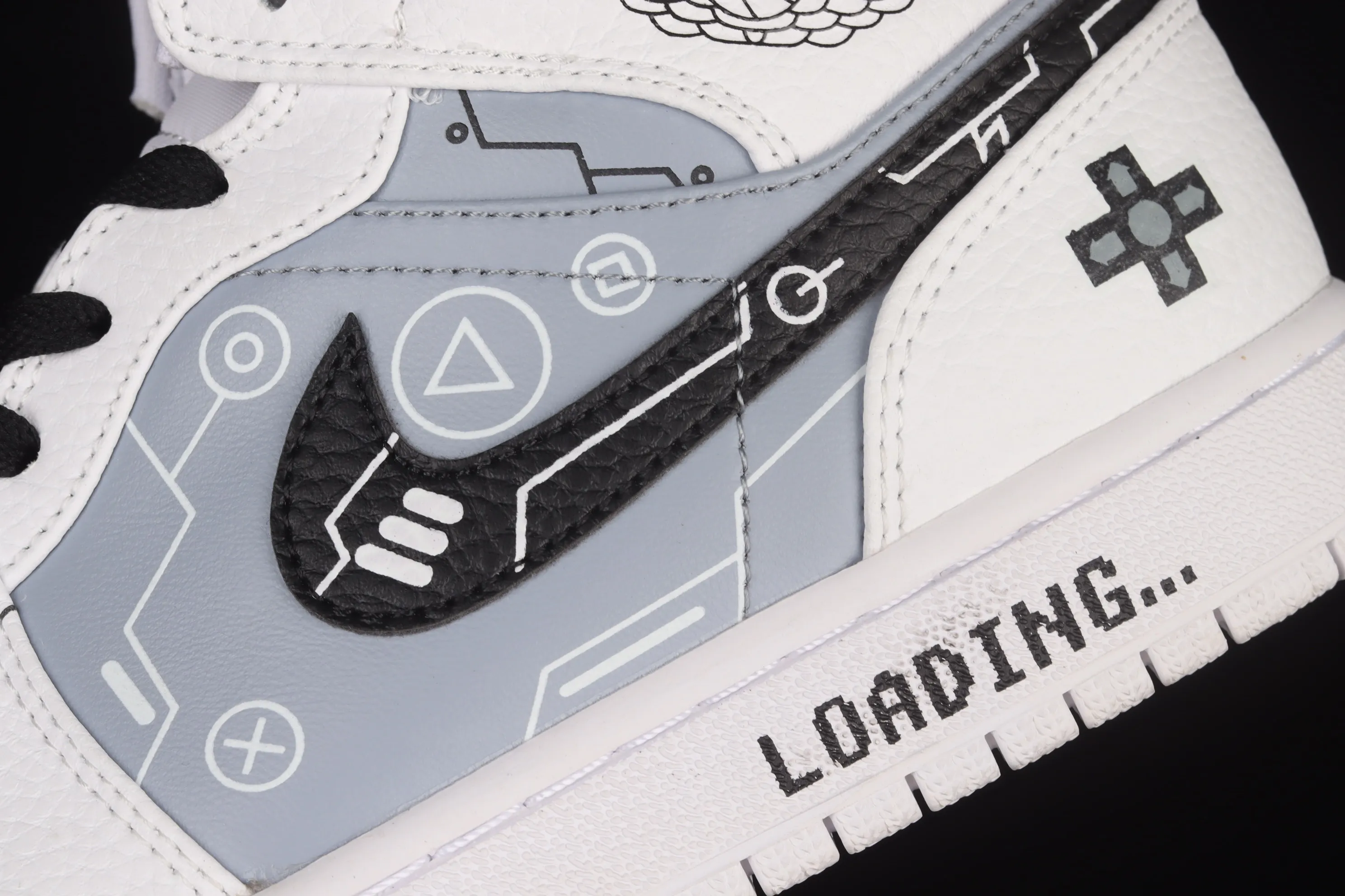 All categories Air Jordan Jordan series basketball shoes Air Jordan 1 Mid Air Jordan 1 Mid AJ1 Joe 1 black and white gray video game graffiti customized Chinese basketball shoes 554724-130